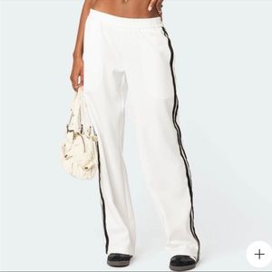 New Edikted wide leg side stripe track pants